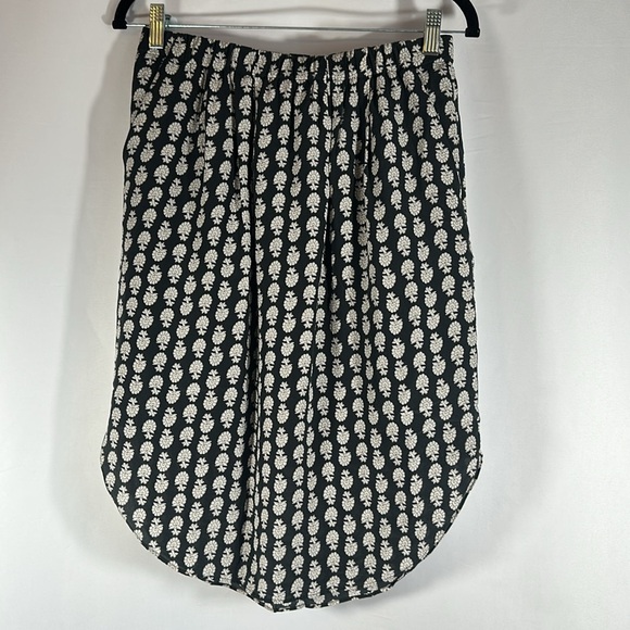 Madewell Silk Island Black & Cream Floral 100% Silk Skirt - Picture 1 of 8